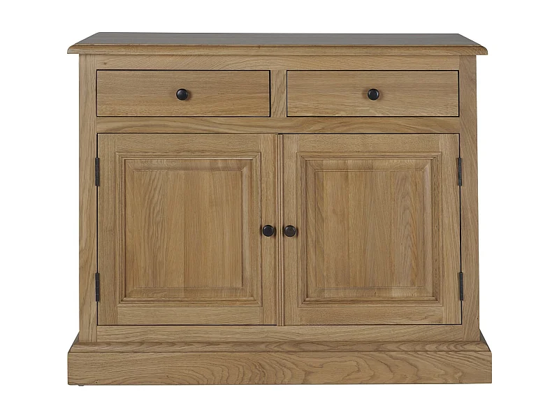 Buffet bas parisien 2 portes 2 tiroirs en chêne massif naturel - VICTORIA