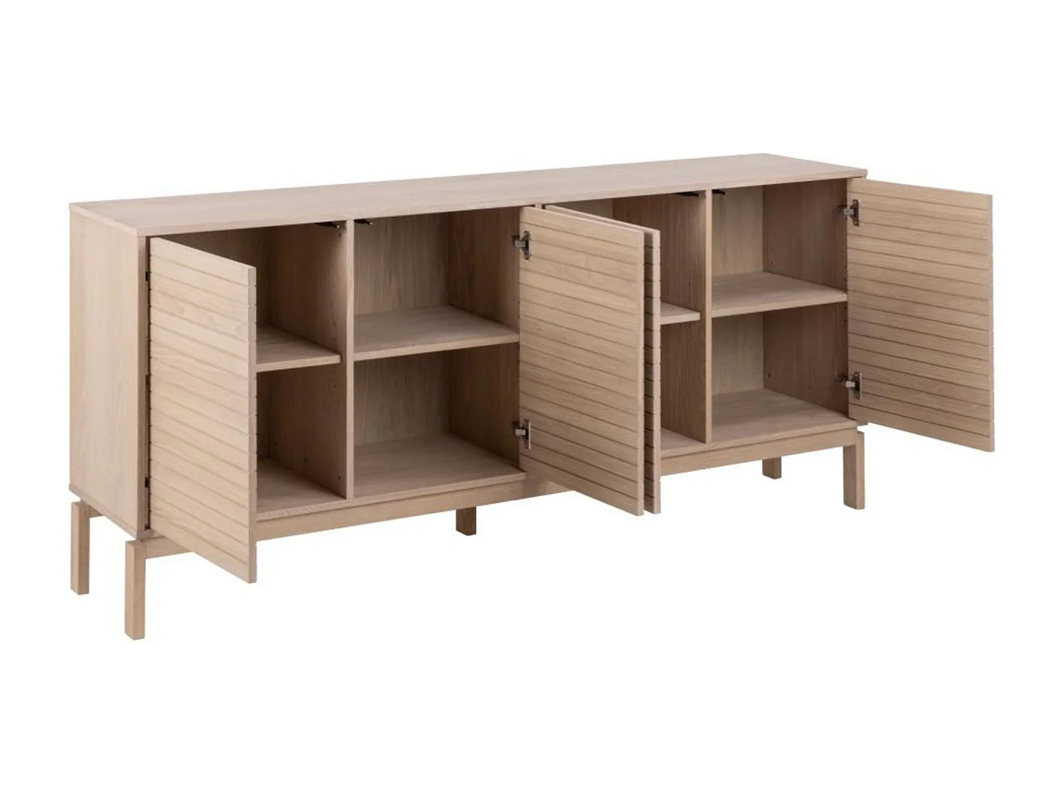 Buffet bas de salle à manger en chêne blanchi 4 portes L180 - LIAC
