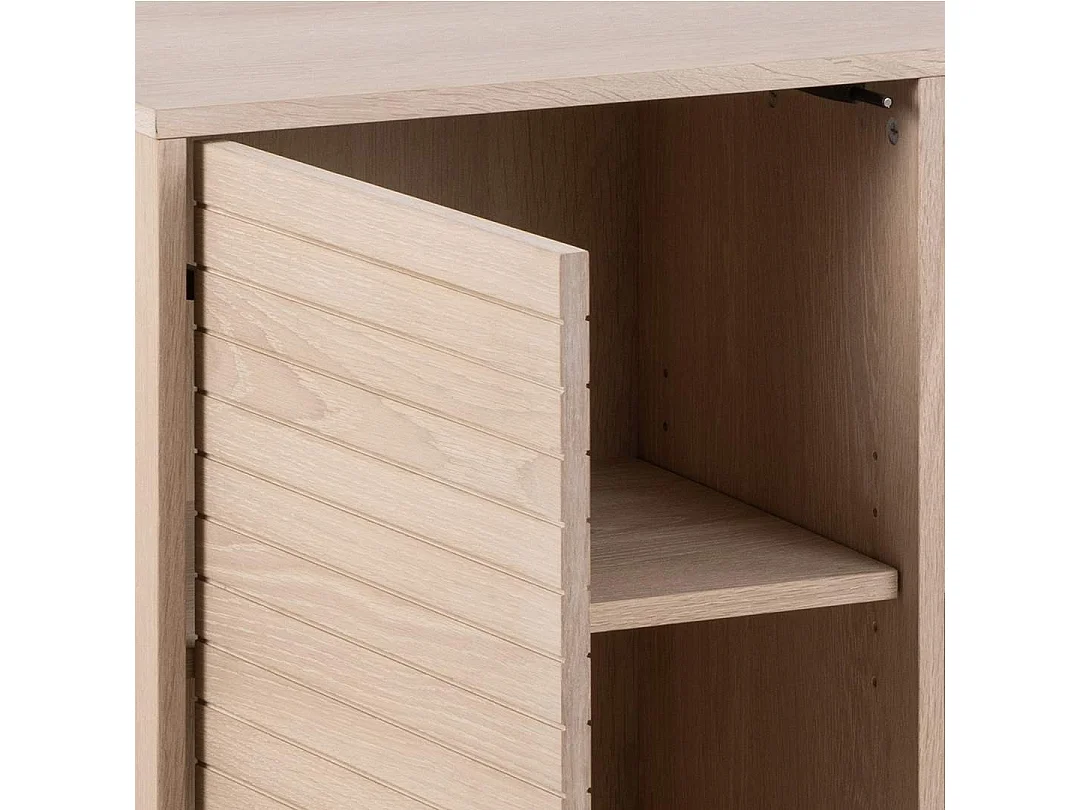 Buffet bas de salle à manger en chêne blanchi 4 portes L180 - LIAC