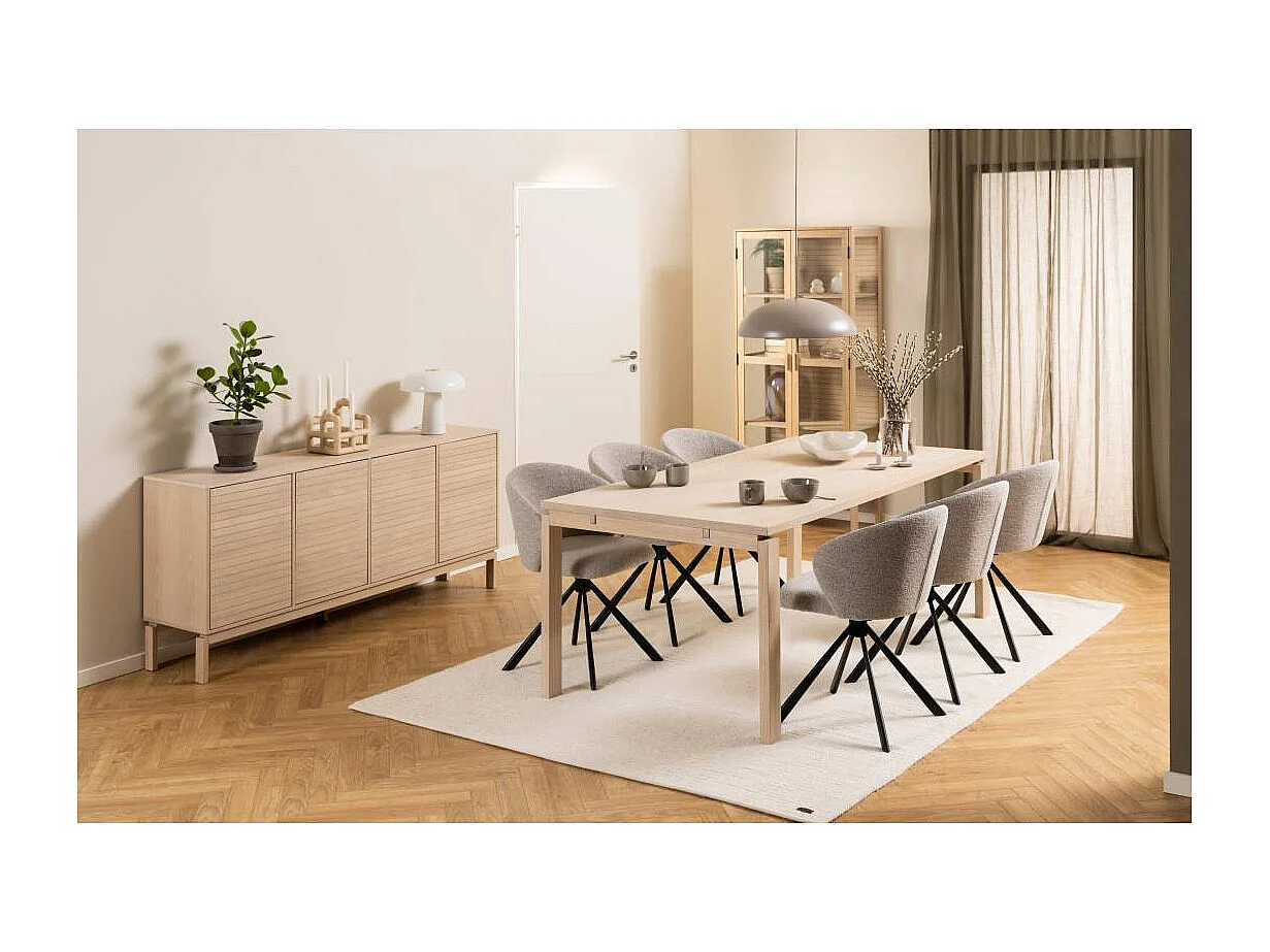 Buffet bas de salle à manger en chêne blanchi 4 portes L180 - LIAC