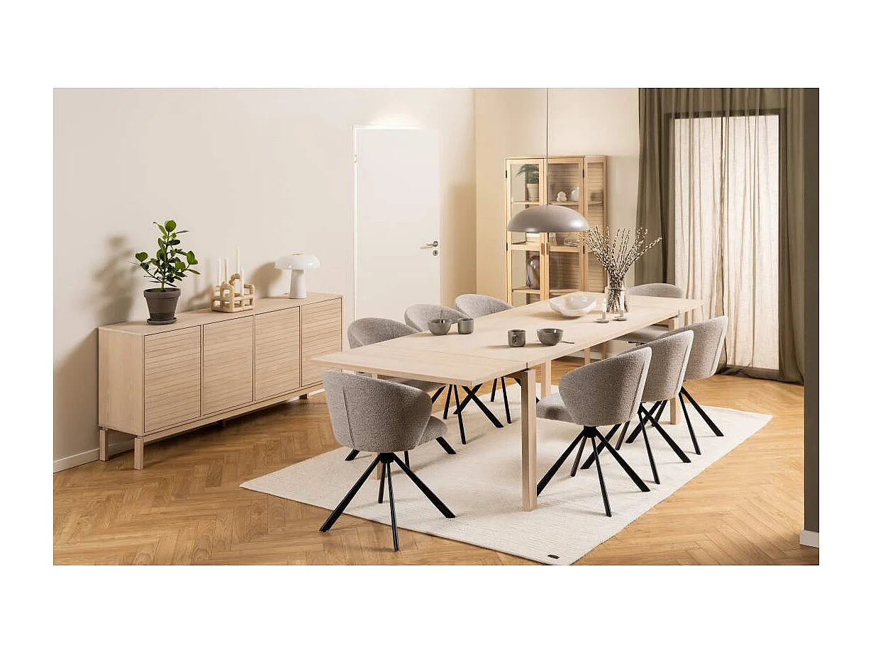 Buffet bas de salle à manger en chêne blanchi 4 portes L180 - LIAC