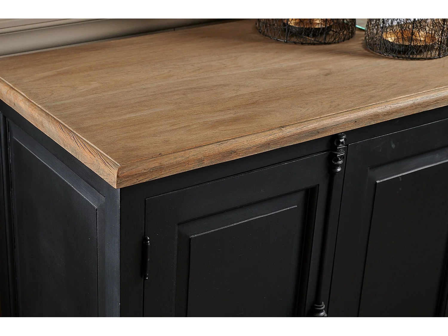 Buffet bas en bois noir 4 portes  4 tiroirs - DALILA