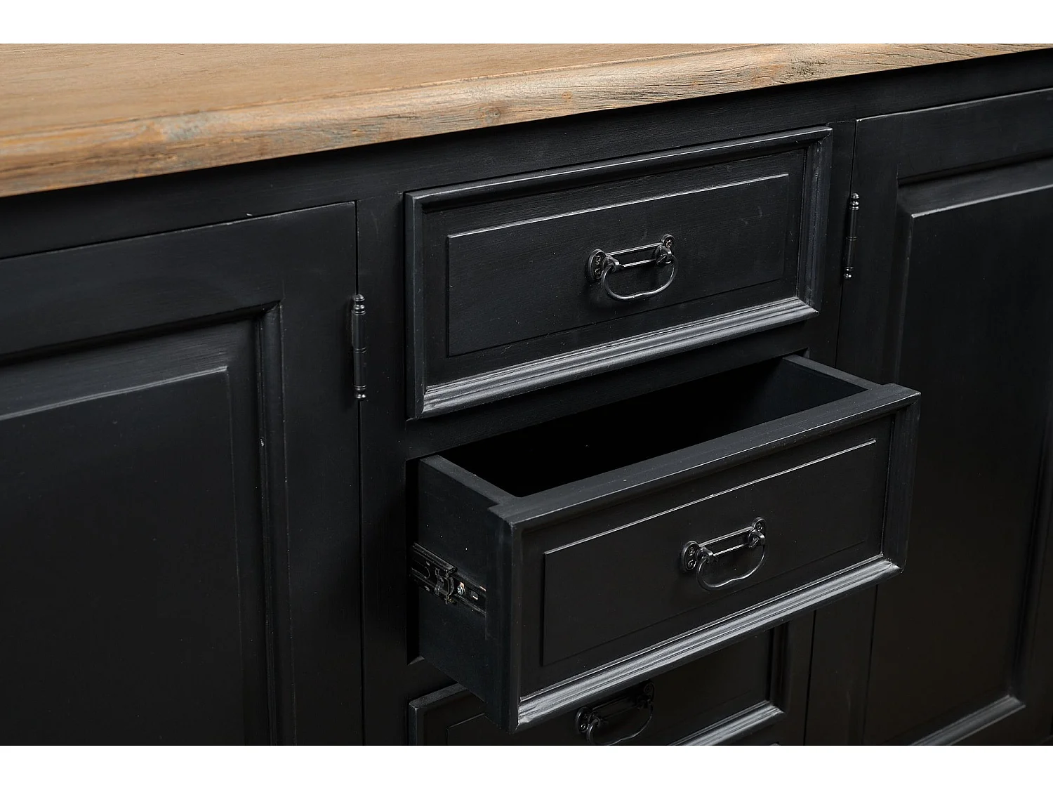 Buffet bas en bois noir 4 portes  4 tiroirs - DALILA