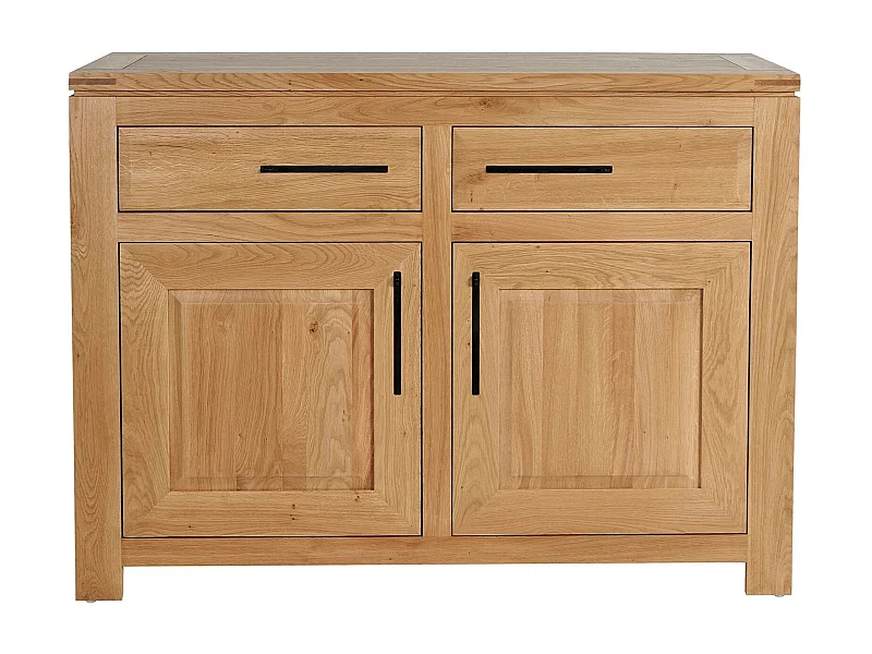 Buffet bas parisien moderne en chêne clair 2 portes 2 tiroirs - BOSTON
