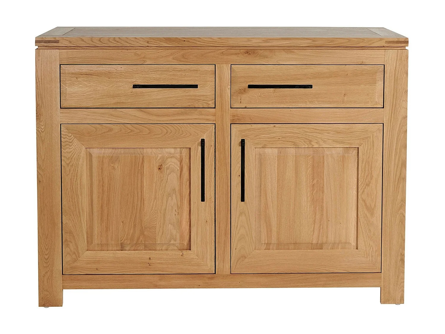 Buffet bas parisien moderne en chêne clair 2 portes 2 tiroirs - BOSTON