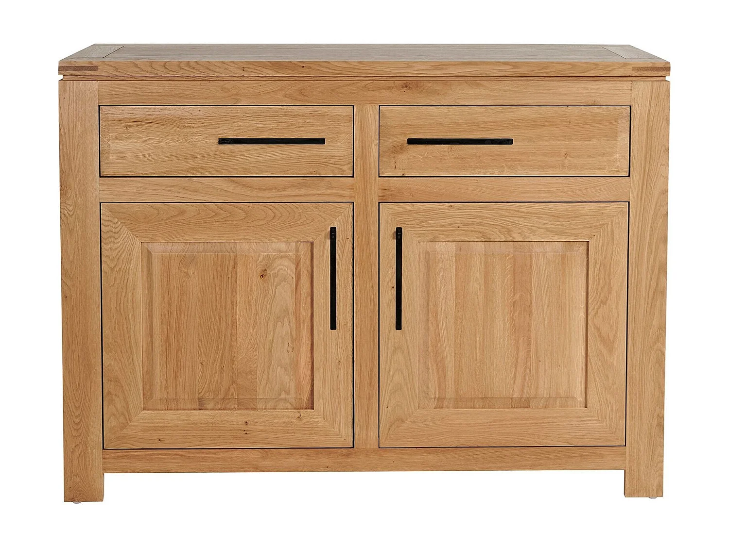 Buffet bas parisien moderne en chêne clair 2 portes 2 tiroirs - BOSTON