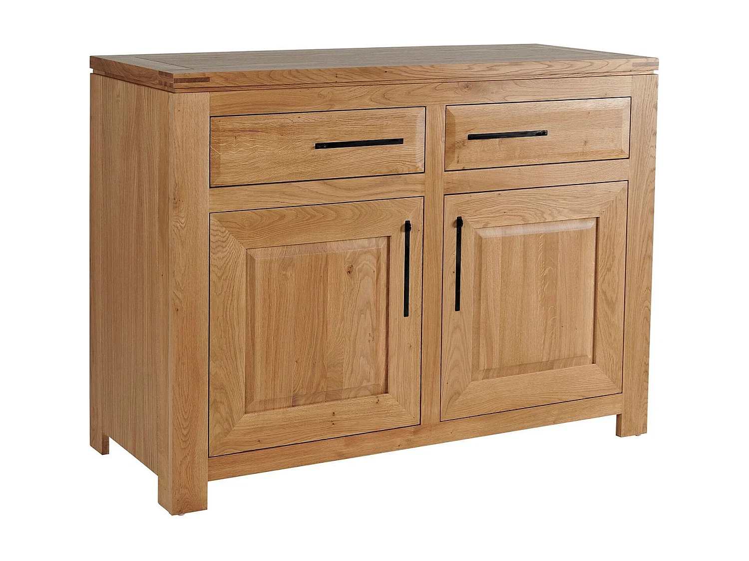 Buffet bas parisien moderne en chêne clair 2 portes 2 tiroirs - BOSTON