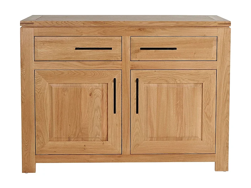Buffet bas parisien moderne en chêne clair 2 portes 2 tiroirs - BOSTON