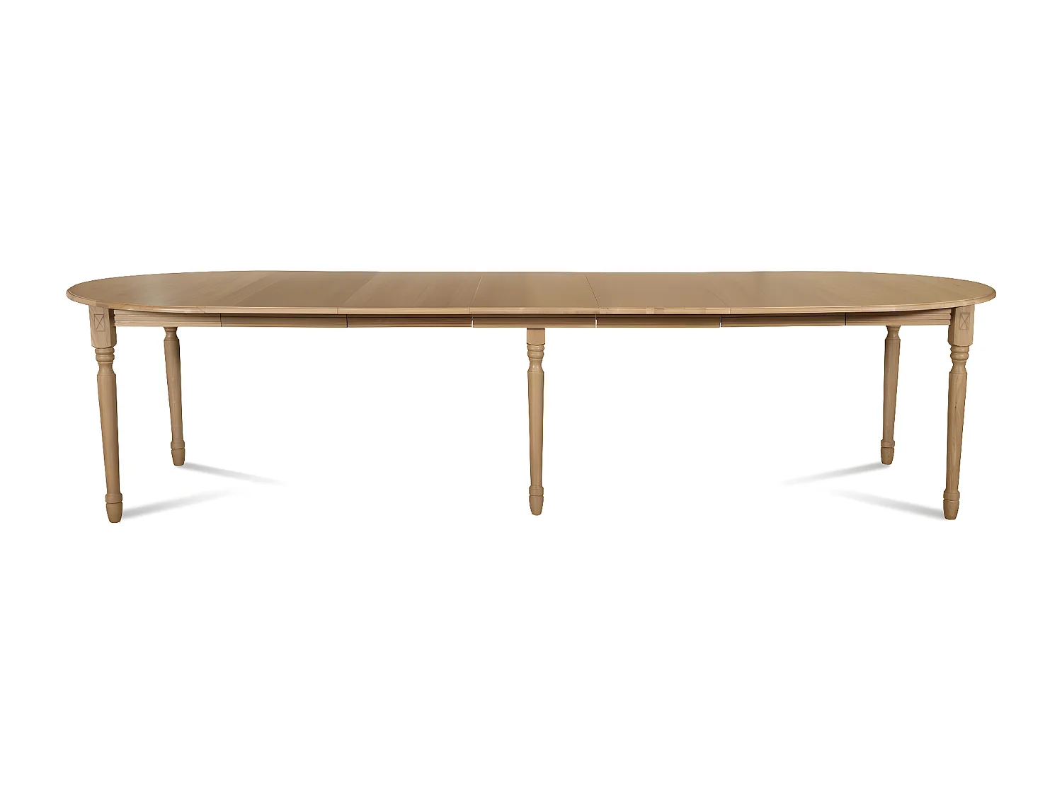 Table ronde 6 pieds tournés D115 + 3 rallonges bois - VICTORIA