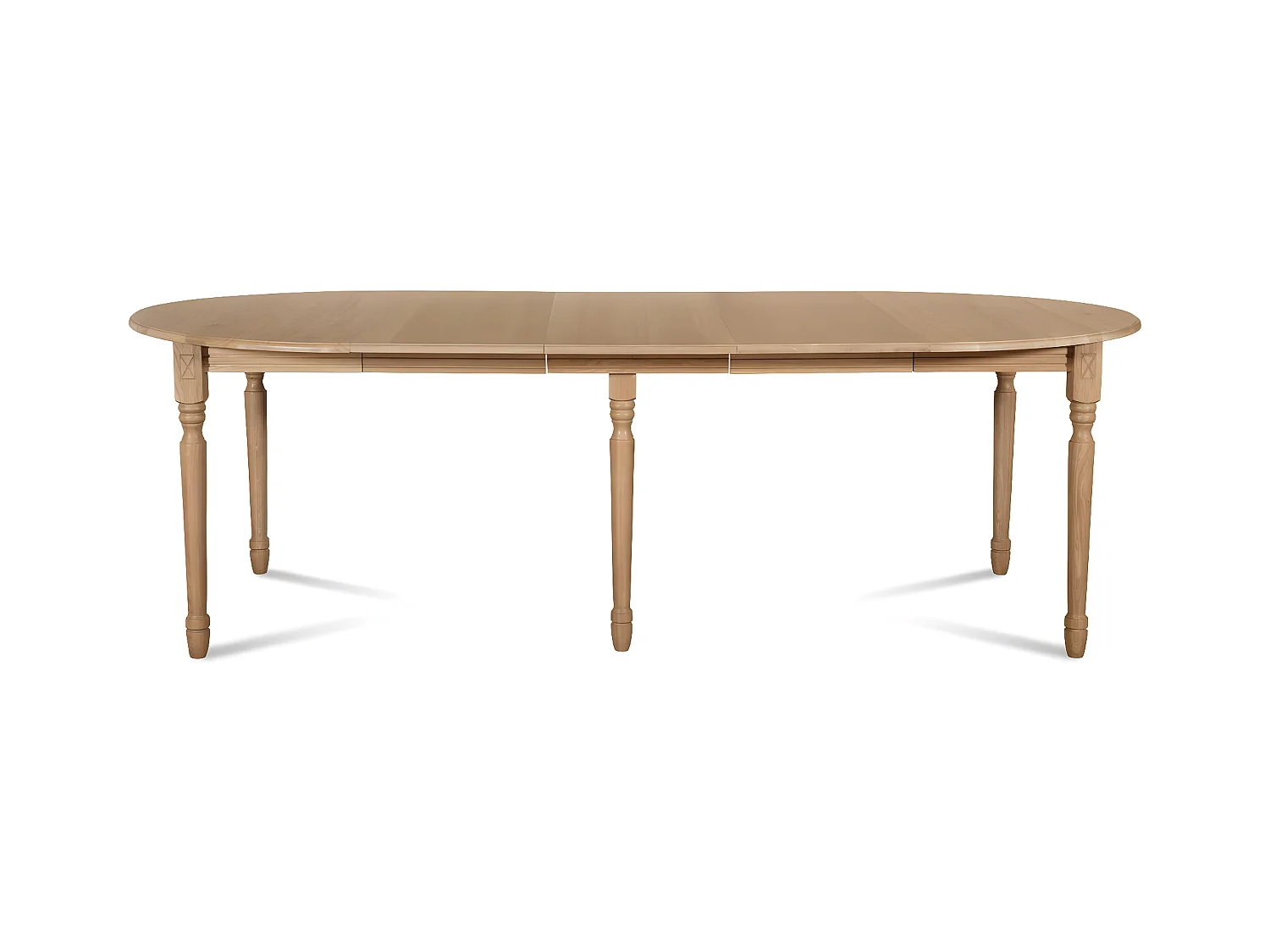 Table ronde 6 pieds tournés D115 + 3 rallonges bois - VICTORIA