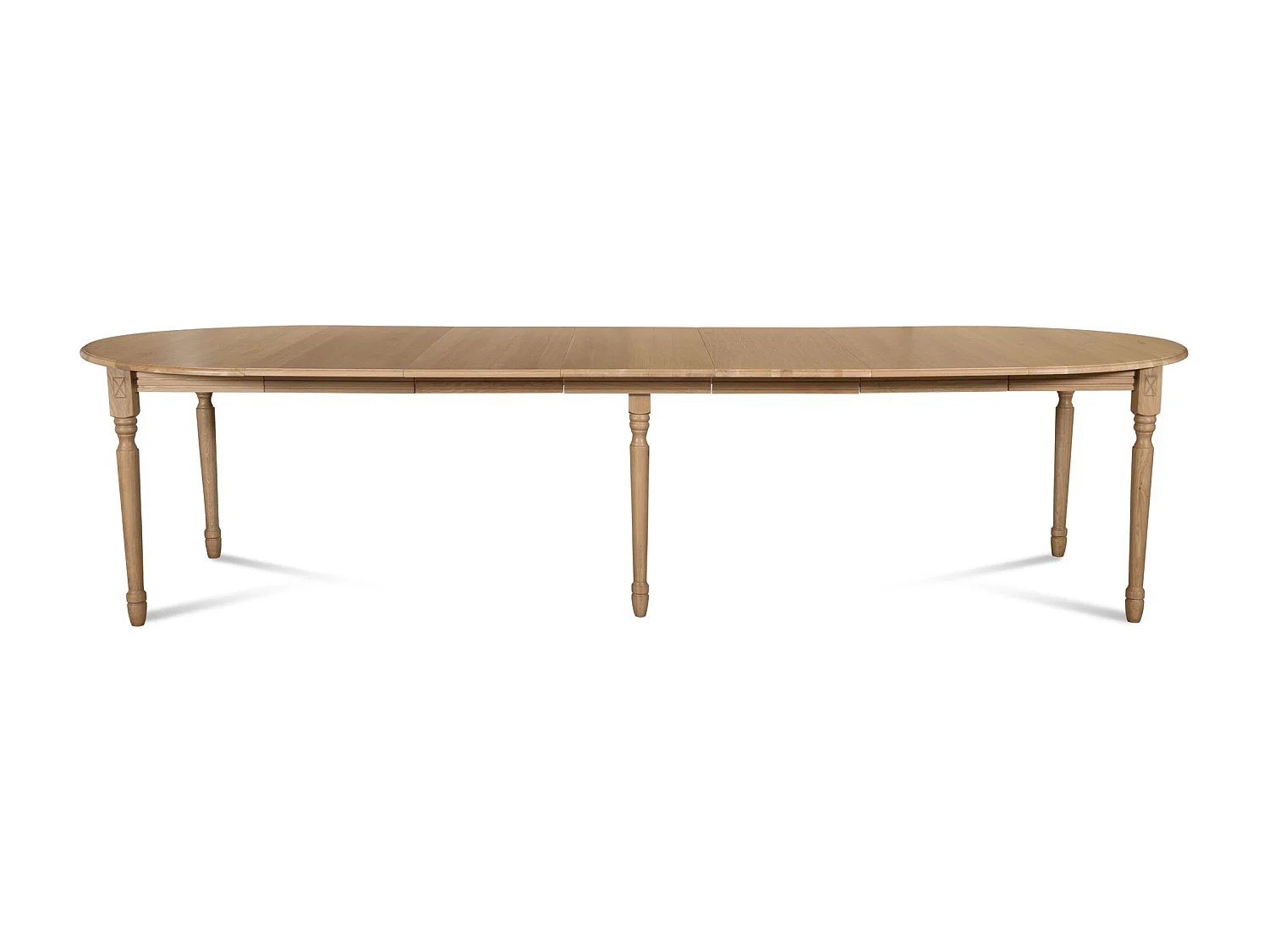 Table ronde 6 pieds tournés D115 + 3 rallonges bois - VICTORIA