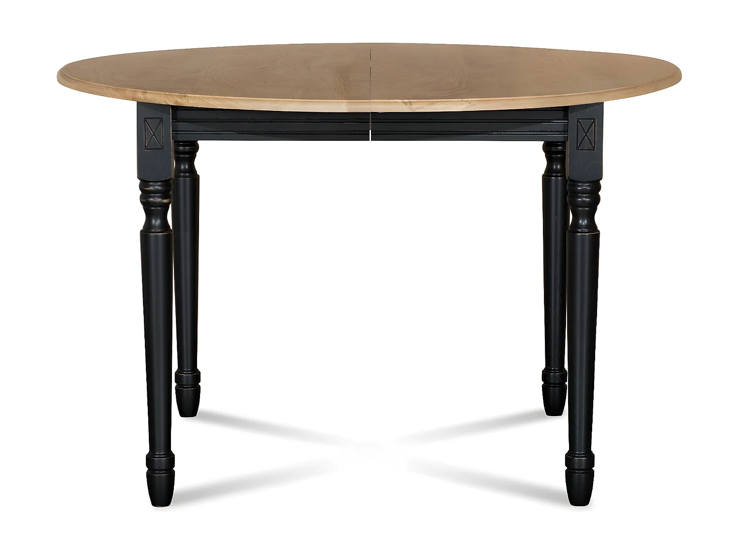 Table extensible ronde bois D115 avec 1 allonge et pieds tournés - VICTORIA