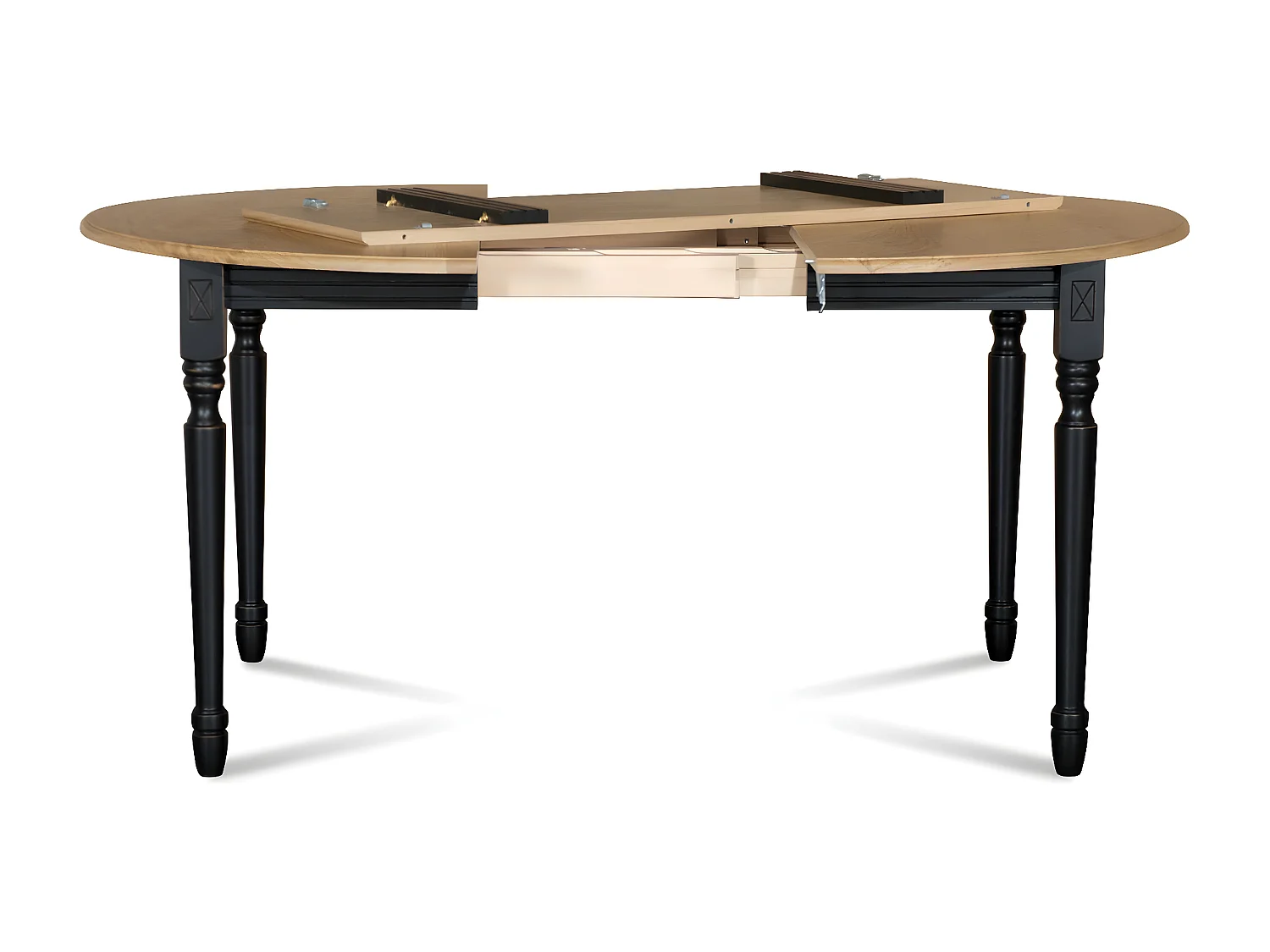 Table extensible ronde bois D115 avec 1 allonge et pieds tournés - VICTORIA