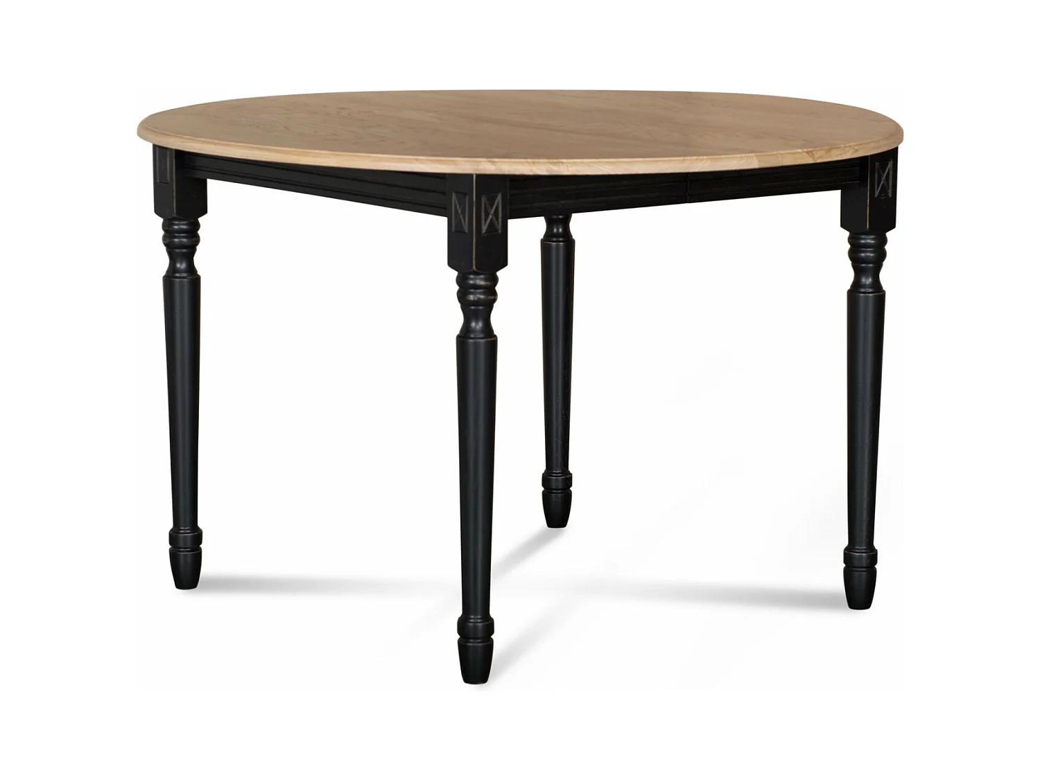 Table extensible ronde bois D115 avec 1 allonge et pieds tournés - VICTORIA