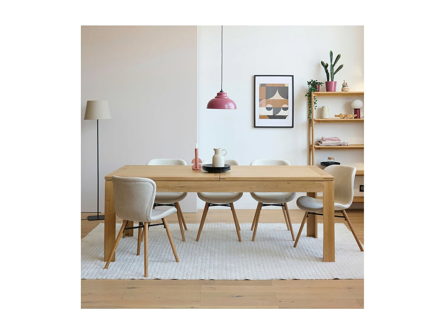 Table à allonges centrales bois chêne clair massif L200/280 - BOSTON