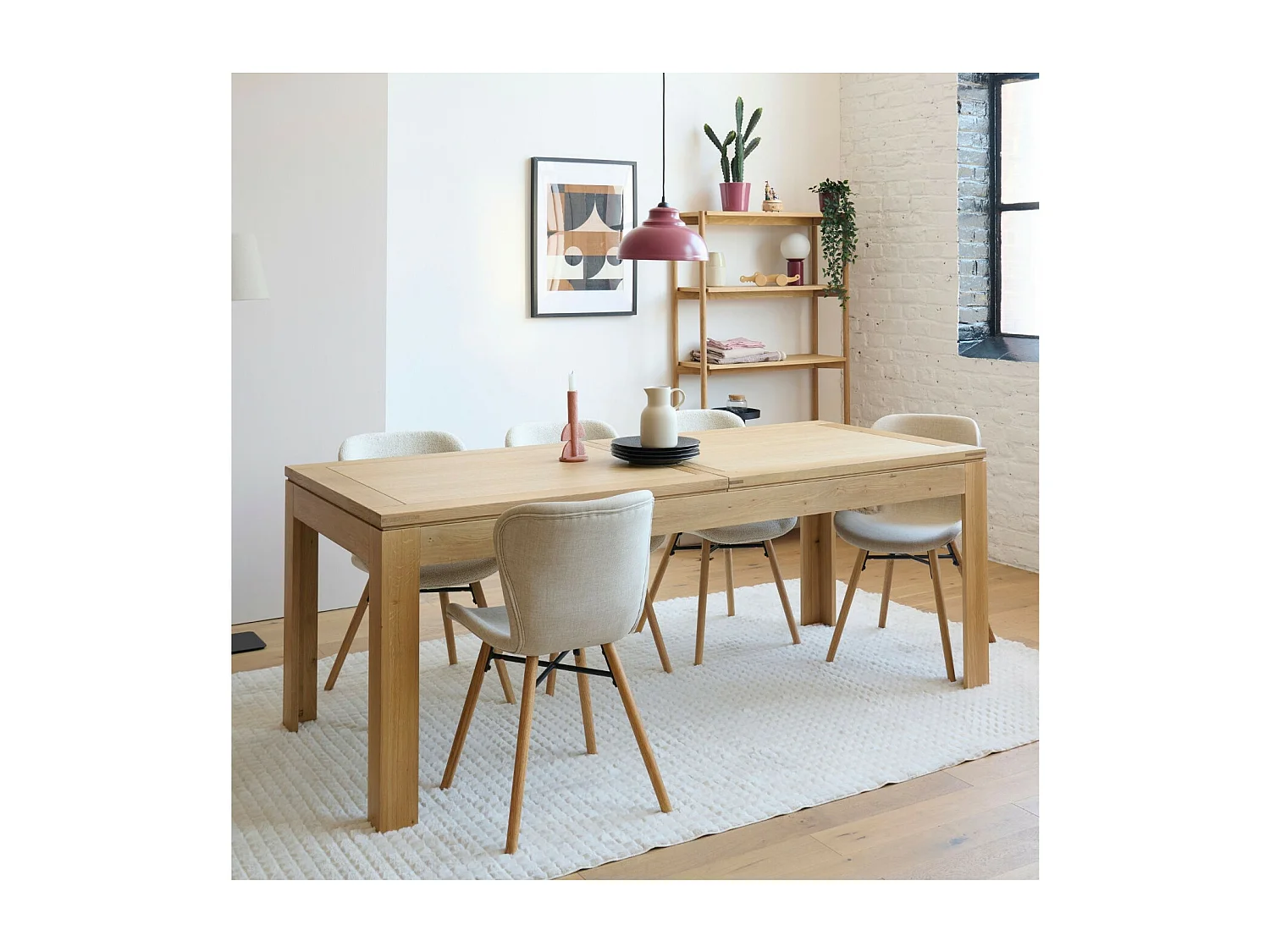 Table à allonges centrales bois chêne clair massif L200/280 - BOSTON