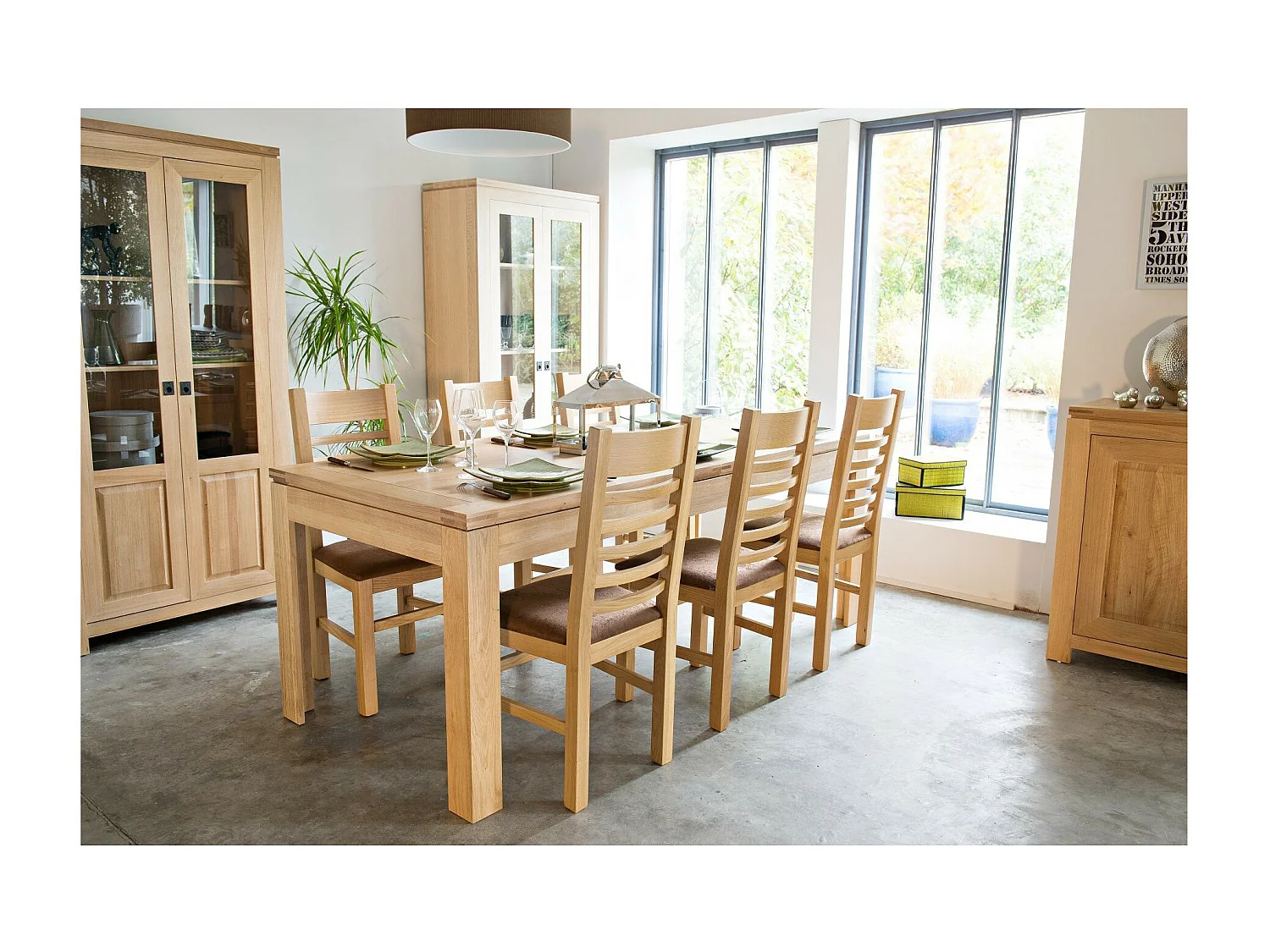 Table à allonges centrales bois chêne clair massif L200/280 - BOSTON