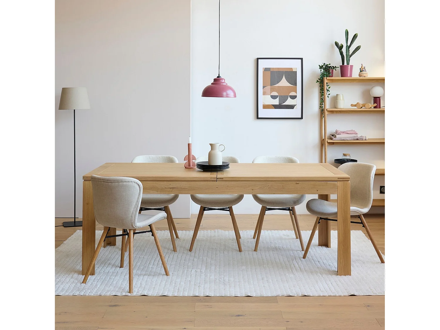 Table à allonges centrales bois chêne clair massif L200/280 - BOSTON