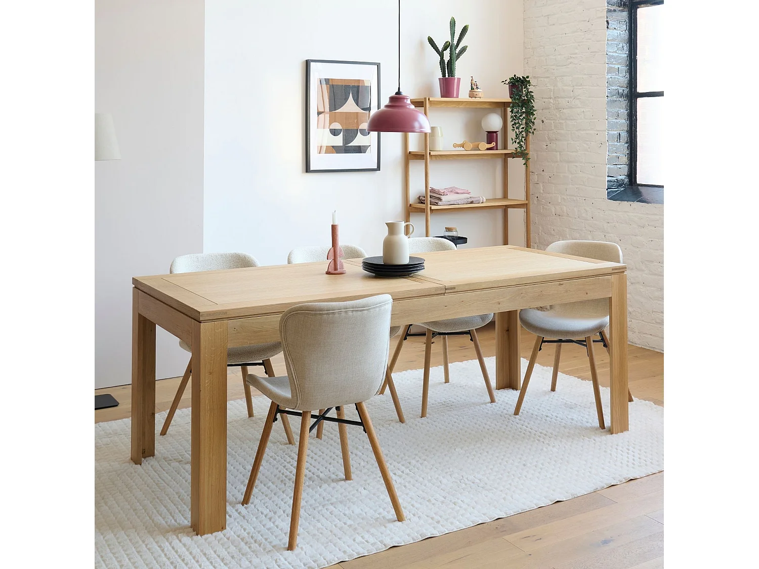 Table à allonges centrales bois chêne clair massif L200/280 - BOSTON