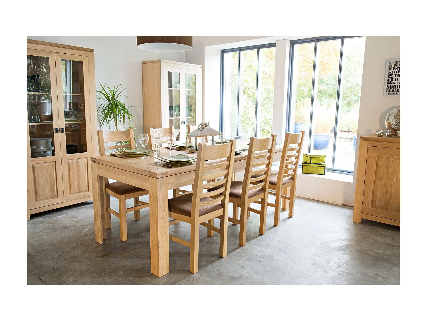 Table à allonges centrales bois chêne clair massif L200/280 - BOSTON