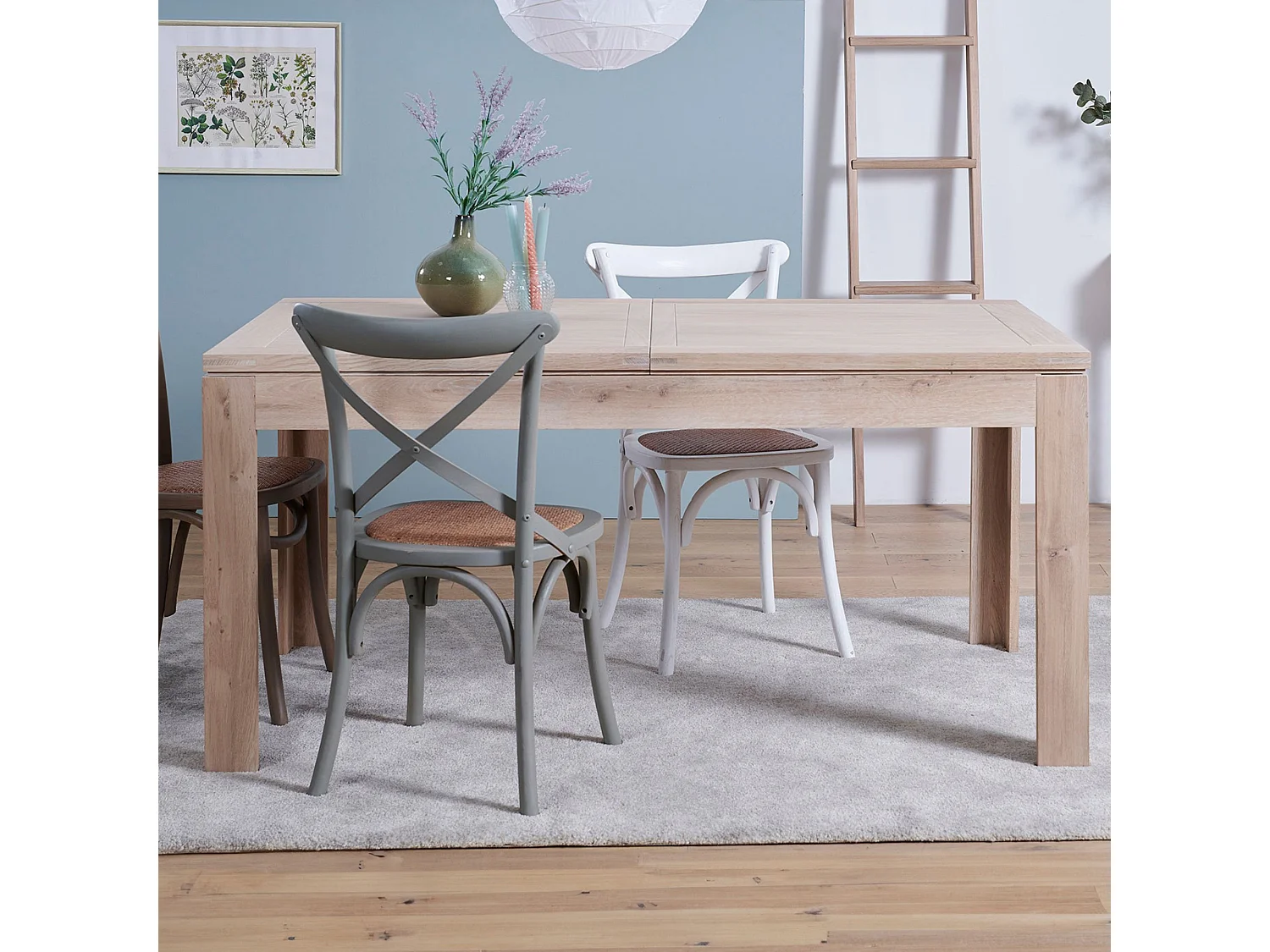 Table moderne extensible en chêne blanchi L160/240 - BOSTON