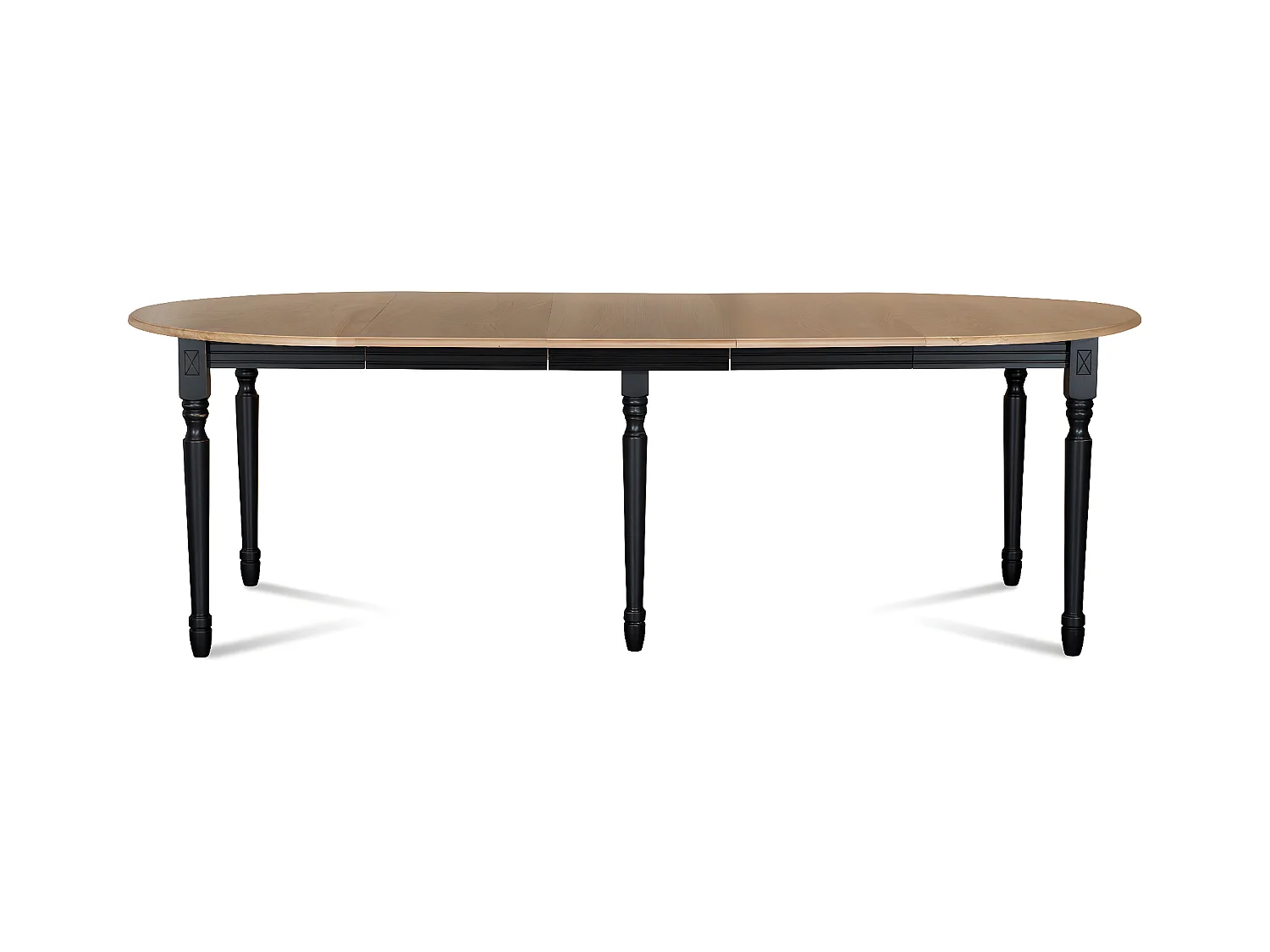 Table ronde en bois 6 pieds tournés D105 + 3 rallonges bois - VICTORIA