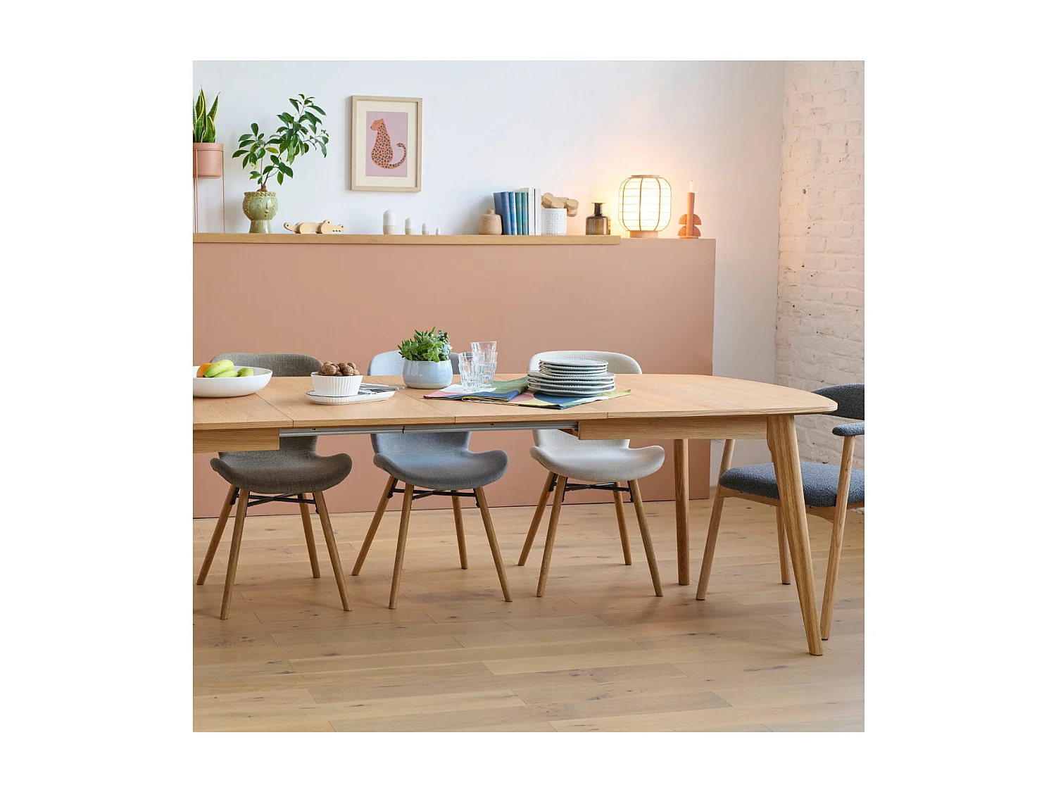 Table à manger ovale en bois + 2 allonges 8/12 places L180/270 - MARTINE