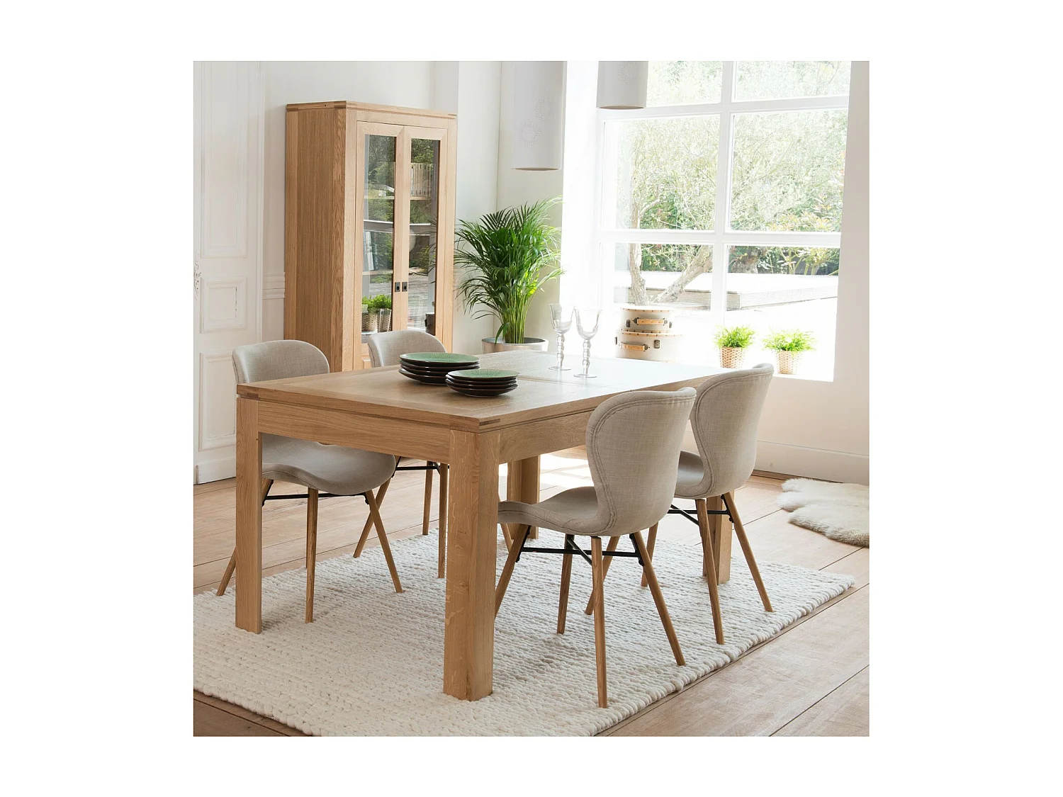 Table rectangulaire extensible en chêne clair L160/240 - BOSTON