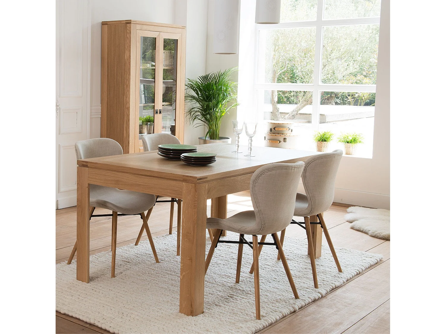 Table rectangulaire extensible en chêne clair L160/240 - BOSTON