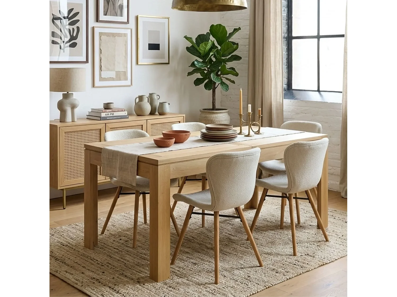 Table rectangulaire extensible en chêne clair L160/240 - BOSTON