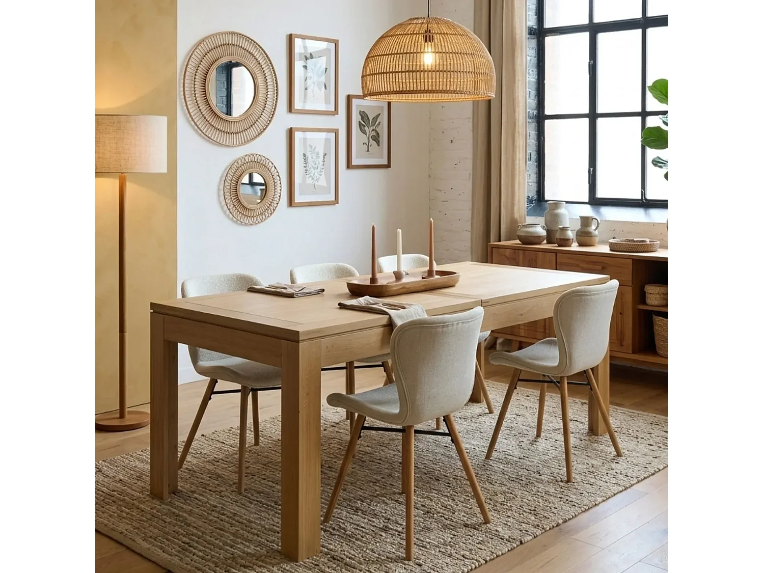 Table rectangulaire extensible en chêne clair L160/240 - BOSTON
