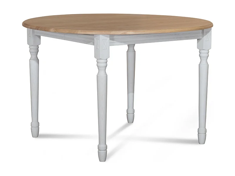 Table extensible ronde bois D115 avec 1 allonge et pieds tournés - VICTORIA