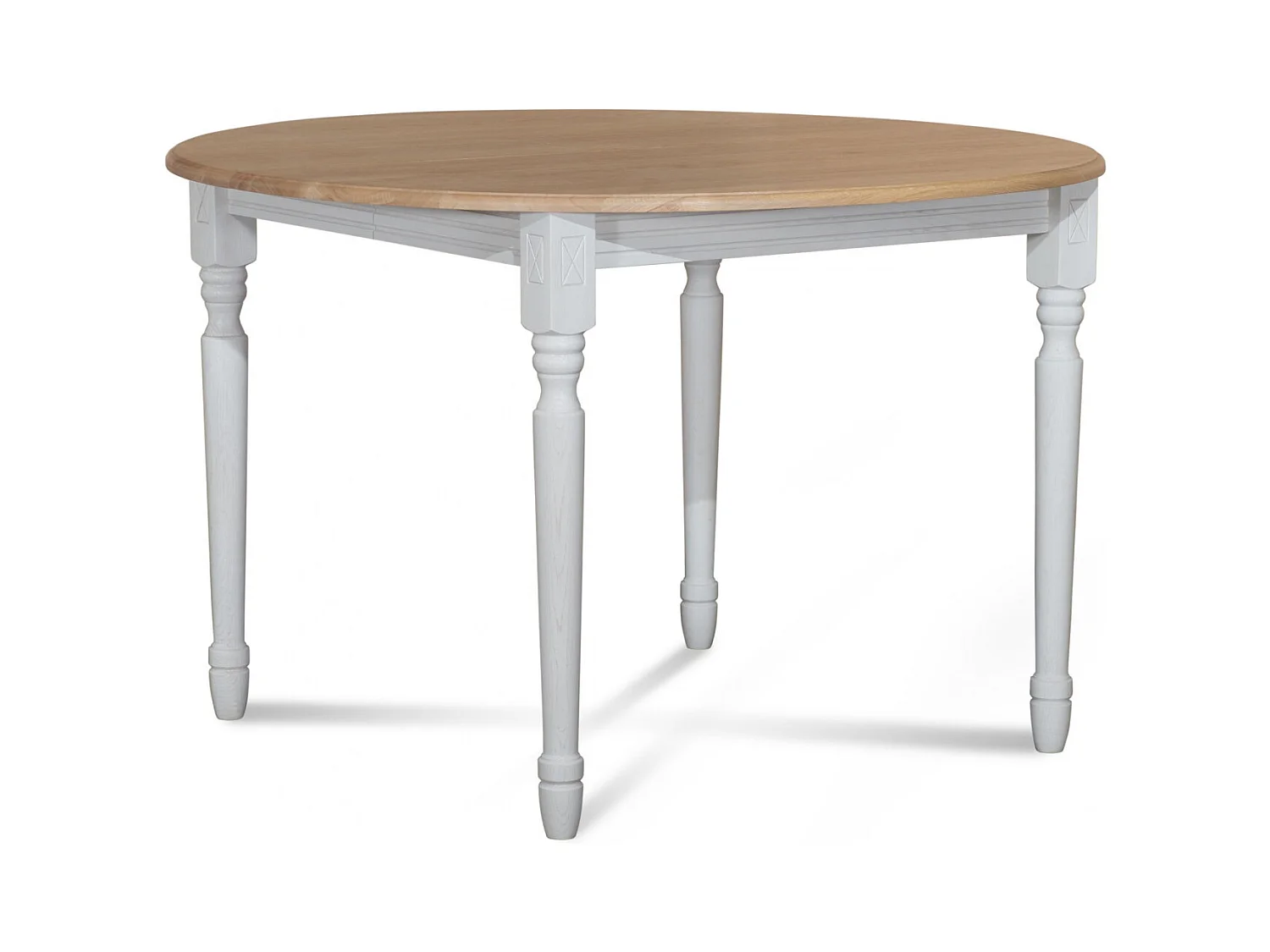 Table extensible ronde bois D115 avec 1 allonge et pieds tournés - VICTORIA