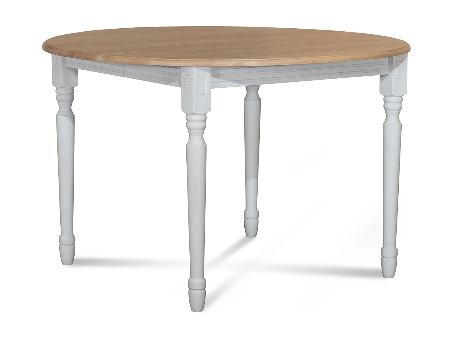 Table extensible ronde bois D115 avec 1 allonge et pieds tournés - VICTORIA