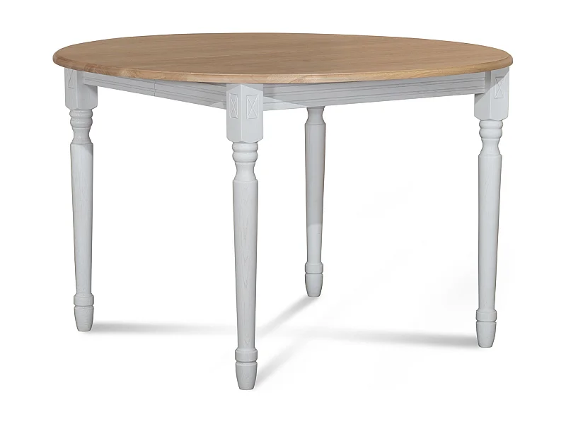 Table extensible ronde bois D115 avec 1 allonge et pieds tournés - VICTORIA