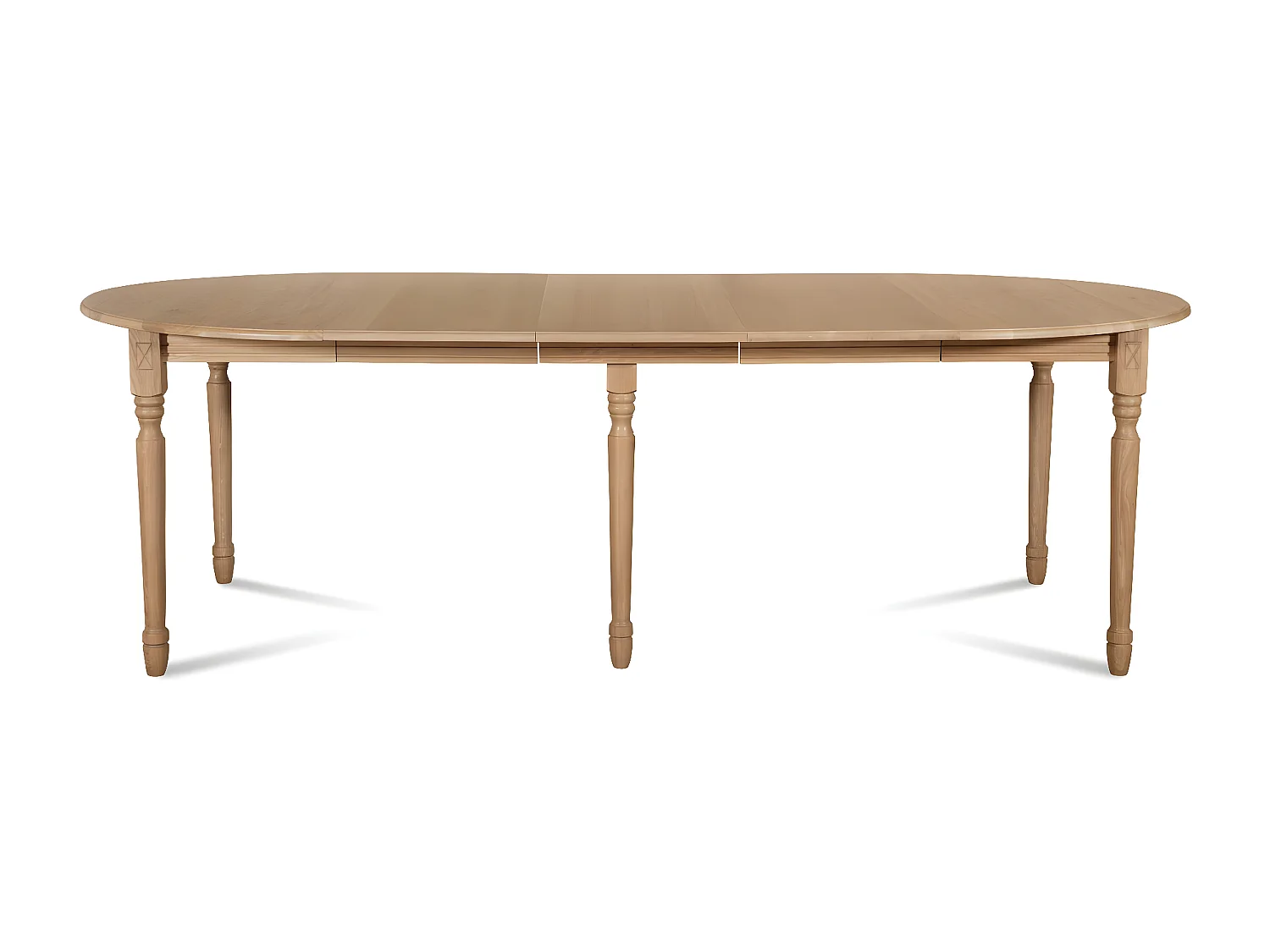 Table ronde en bois 6 pieds tournés D105 + 3 rallonges bois - VICTORIA