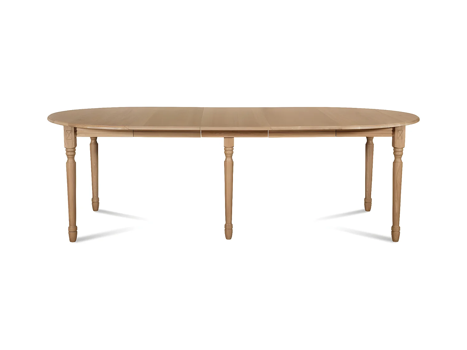 Table ronde en bois 6 pieds tournés D105 + 3 rallonges bois - VICTORIA