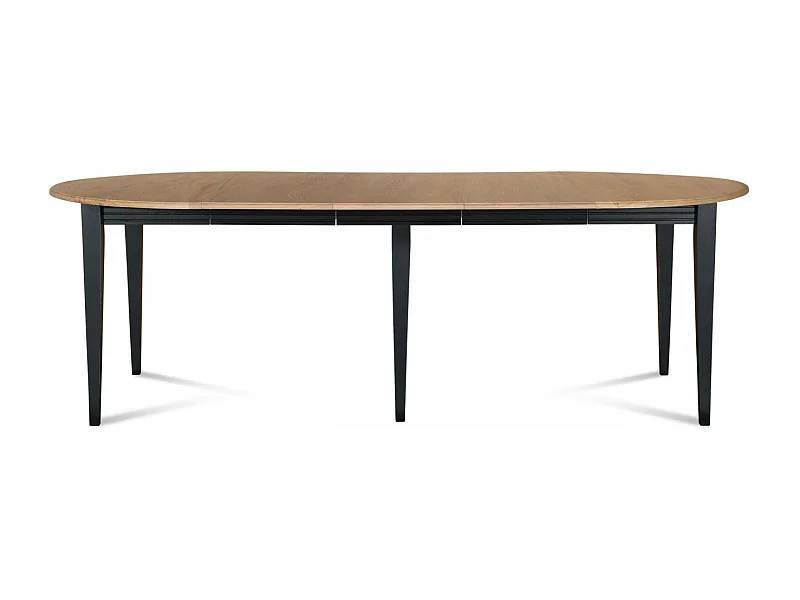 Table ronde 6 pieds fuseau D115 + 3 rallonges bois - VICTORIA