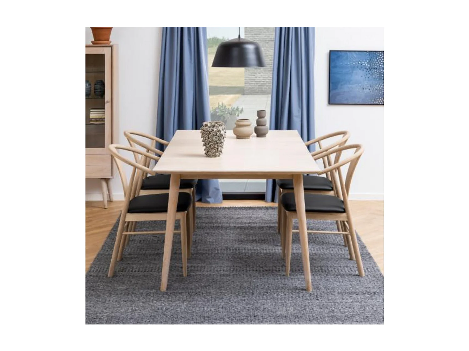 Table à manger extensible en chêne blanchi 8 à 14 couverts L200/300 - CENTIOR