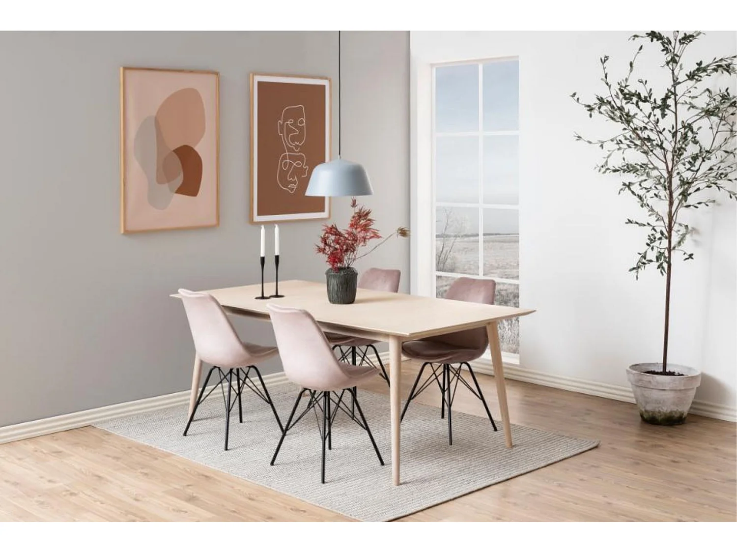 Table à manger extensible en chêne blanchi 8 à 14 couverts L200/300 - CENTIOR