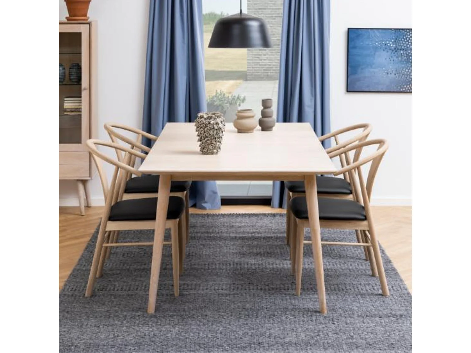 Table à manger extensible en chêne blanchi 8 à 14 couverts L200/300 - CENTIOR