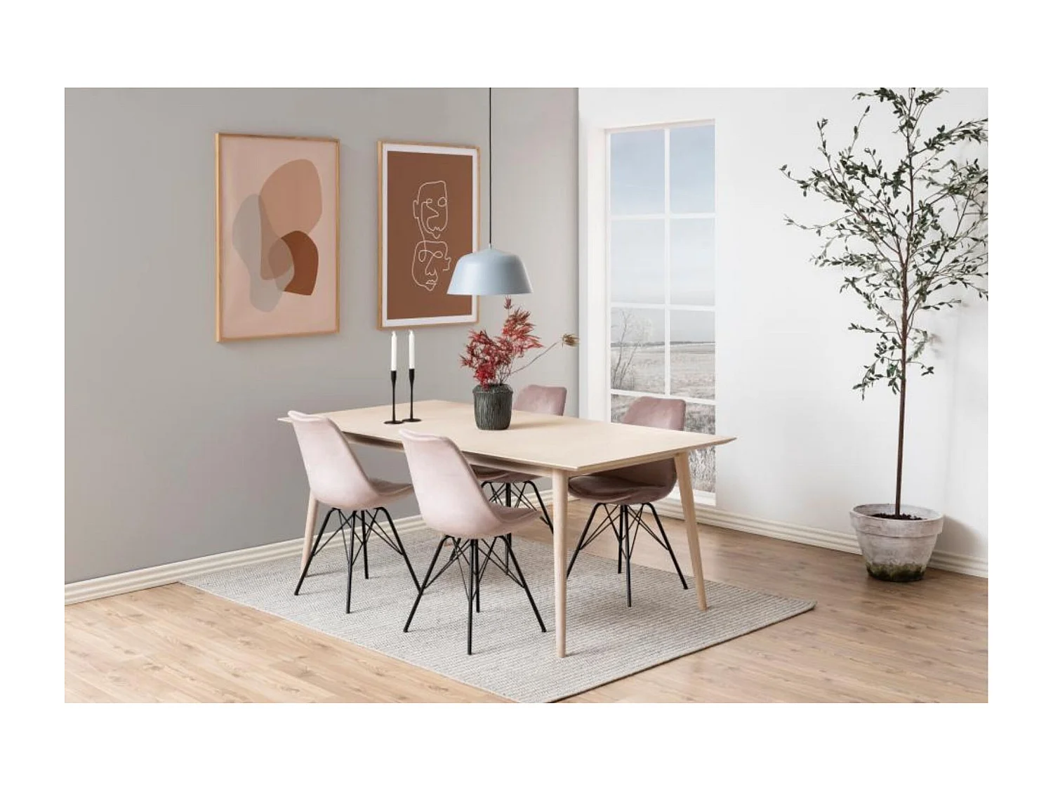 Table à manger extensible en chêne blanchi 8 à 14 couverts L200/300 - CENTIOR