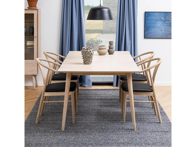 Table à manger extensible en chêne blanchi 8 à 14 couverts L200/300 - CENTIOR