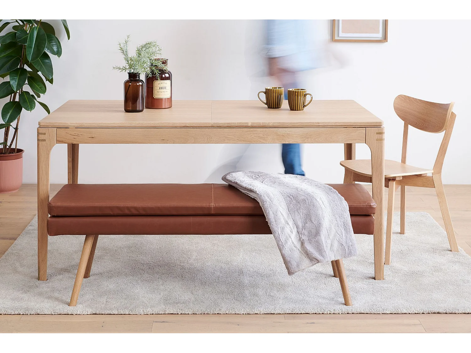 Table à manger rectangulaire extensible en bois L160/234 10 personnes - BONIE