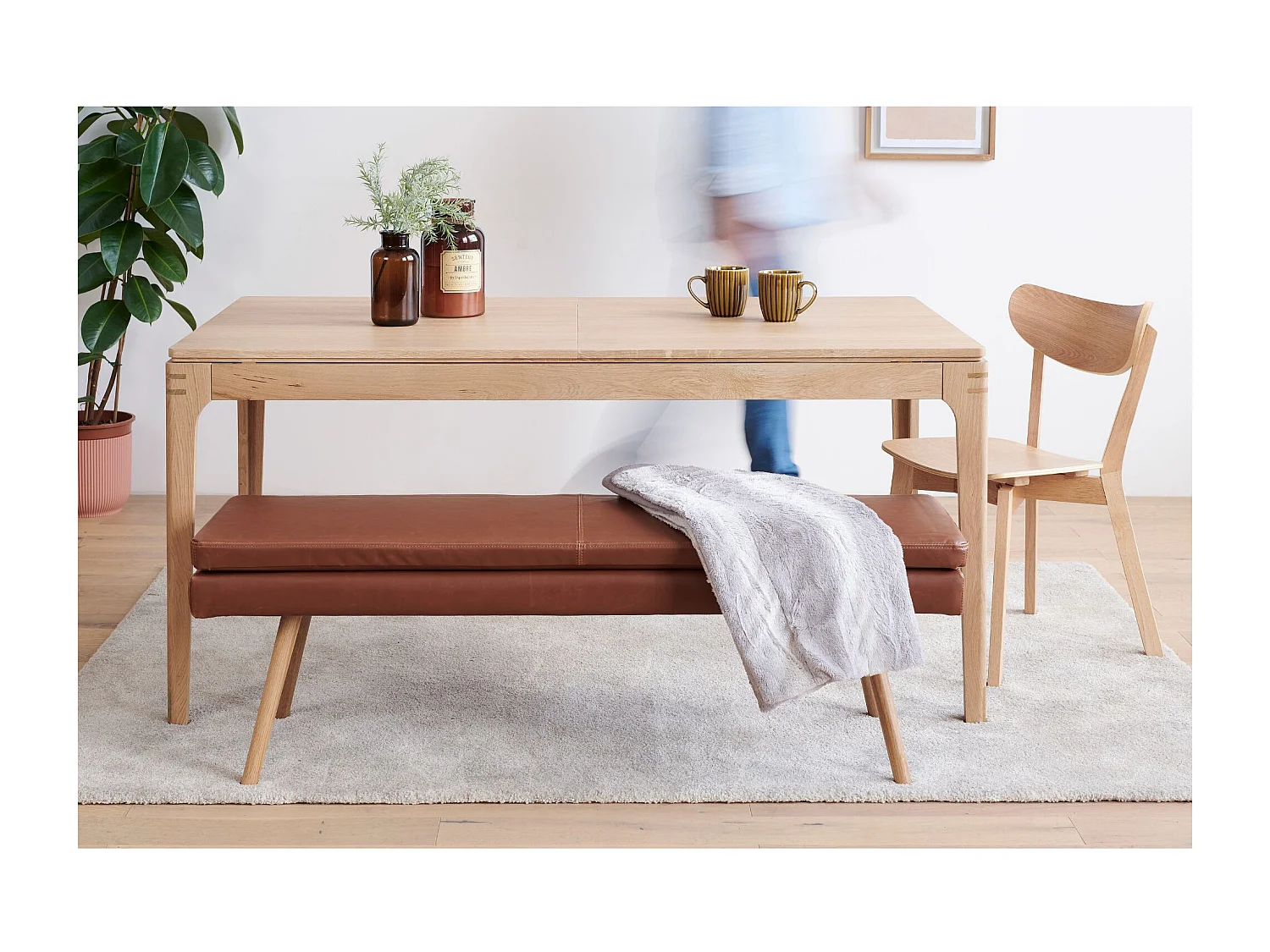 Table à manger rectangulaire extensible en bois L156/230 10 personnes - BONIE