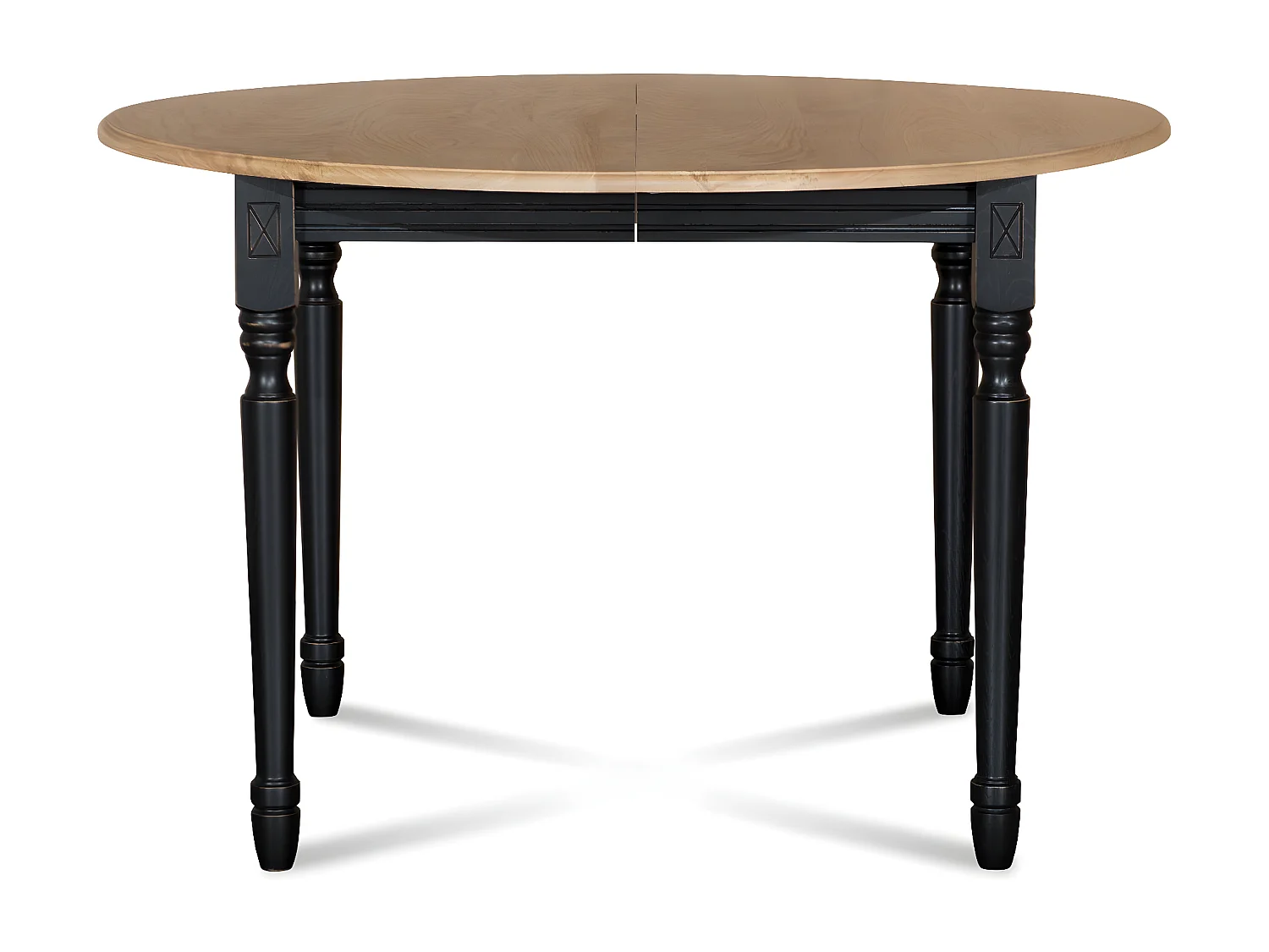 Table extensible ronde bois D105 + 1 allonge et pieds tournés - VICTORIA