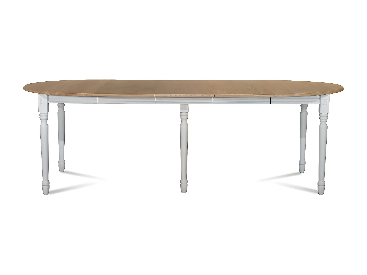 Table ronde en bois 6 pieds tournés D105 + 3 rallonges bois - VICTORIA