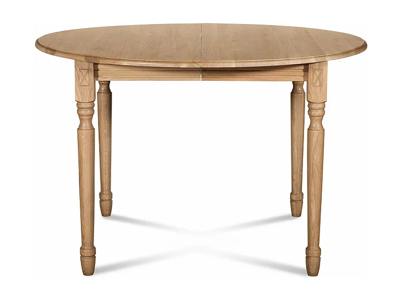 Table extensible ronde bois D105 + 1 allonge et pieds tournés - VICTORIA