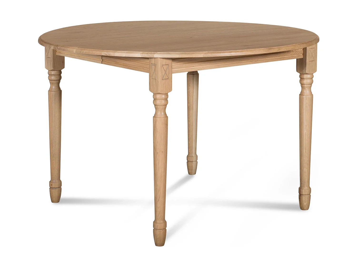 Table extensible ronde bois D105 + 1 allonge et pieds tournés - VICTORIA