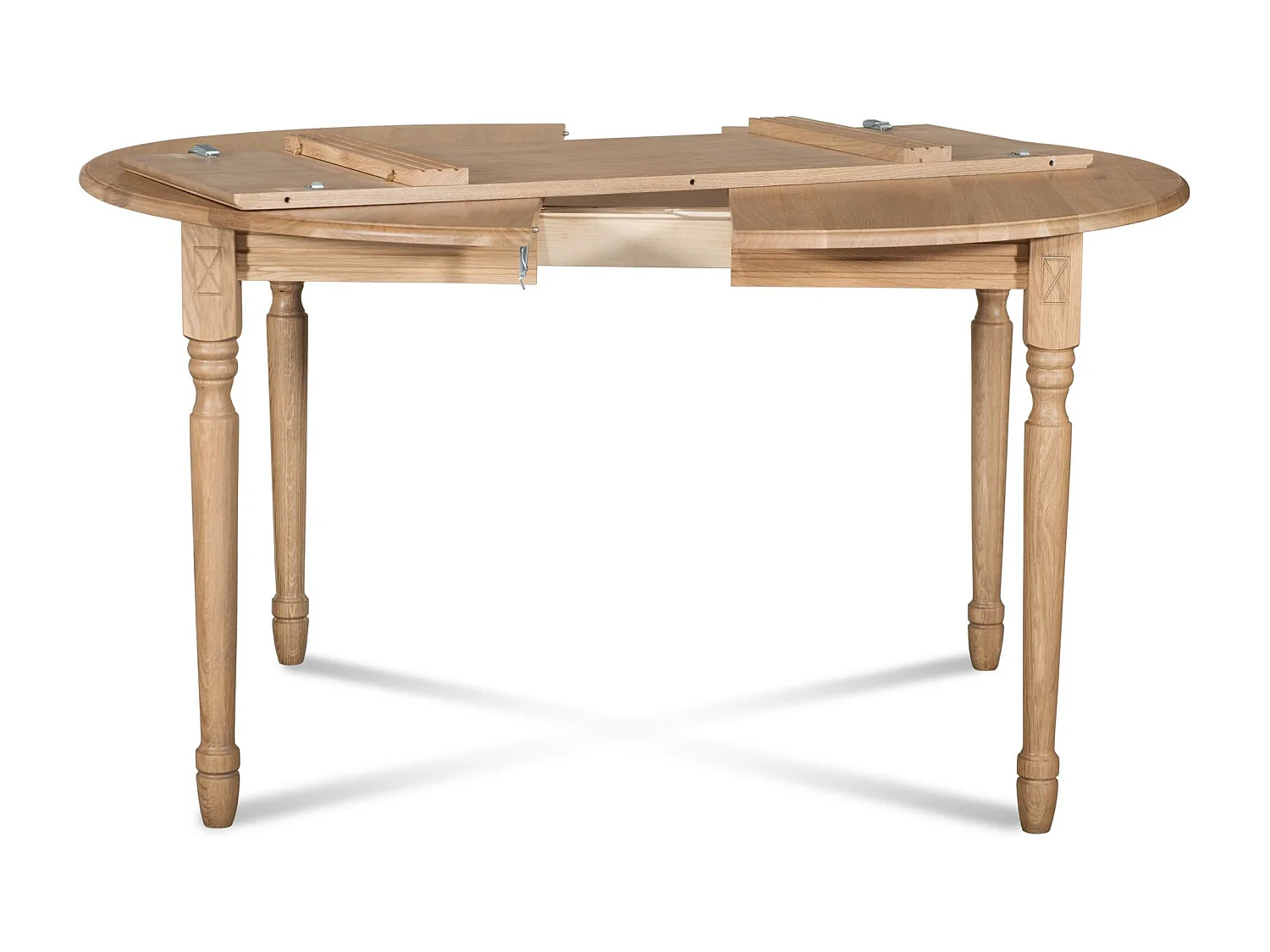Table extensible ronde bois D105 + 1 allonge et pieds tournés - VICTORIA